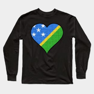 Solomon Islanders Jigsaw Puzzle Heart Design - Gift for Solomon Islanders With Solomon Islands Roots Long Sleeve T-Shirt